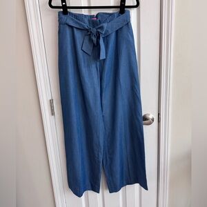 VILAGALLO Wide Leg Blue Belted Pants Size 40 (US 6)